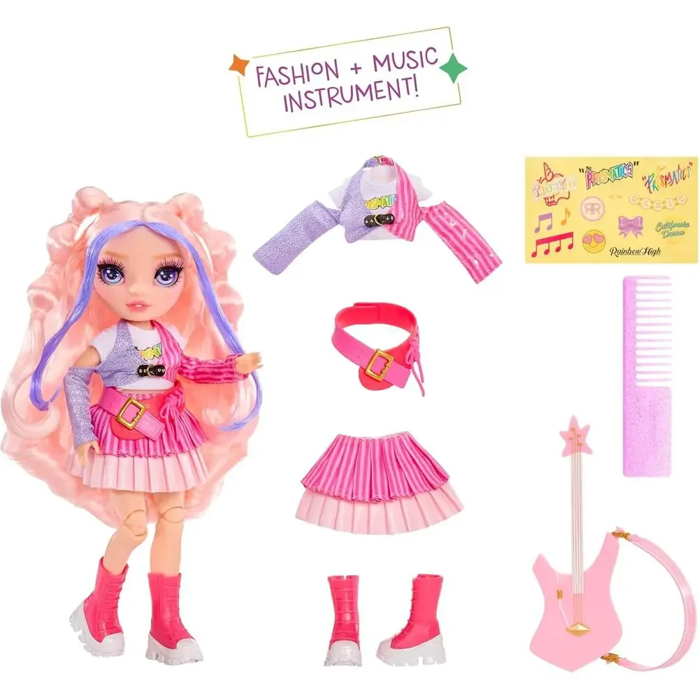 Rainbow High Jr High Rock Band - Bella Pink Fashion Doll Guitar Stickers NWT